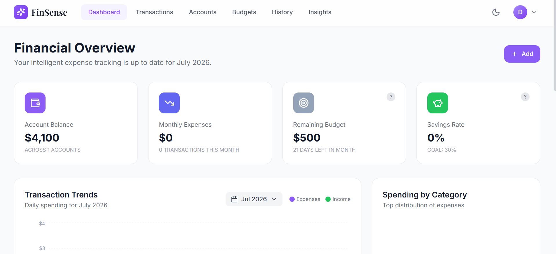 FinSense — AI-powered finance tracker